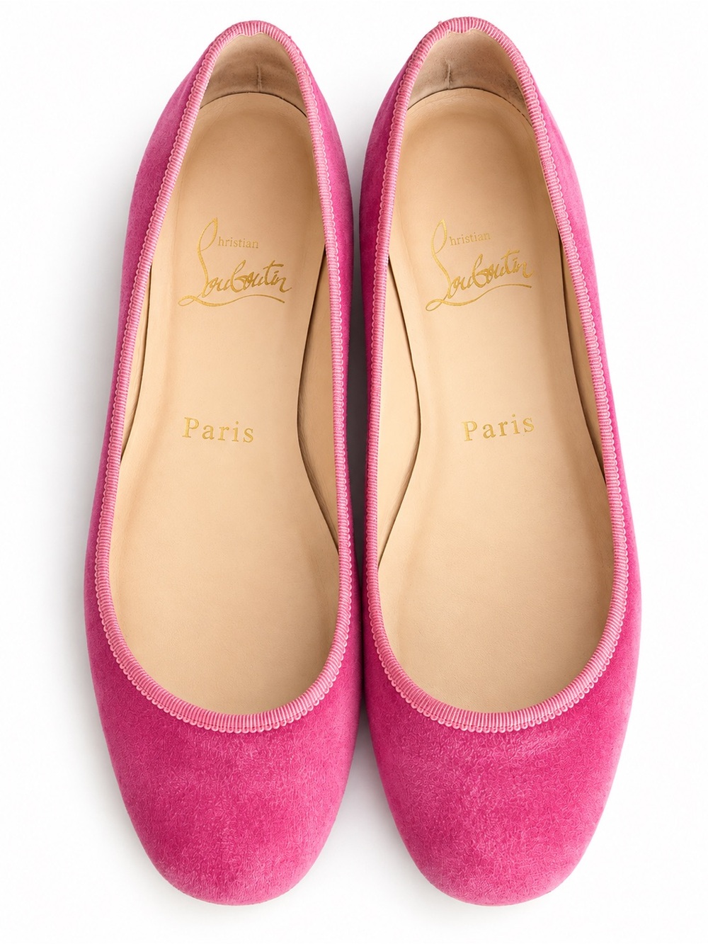 Christian Louboutin Hot Pink Suede Ballet Flats